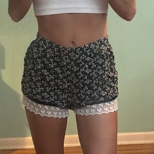 Brandy Melville Black Floral Lace Shorts